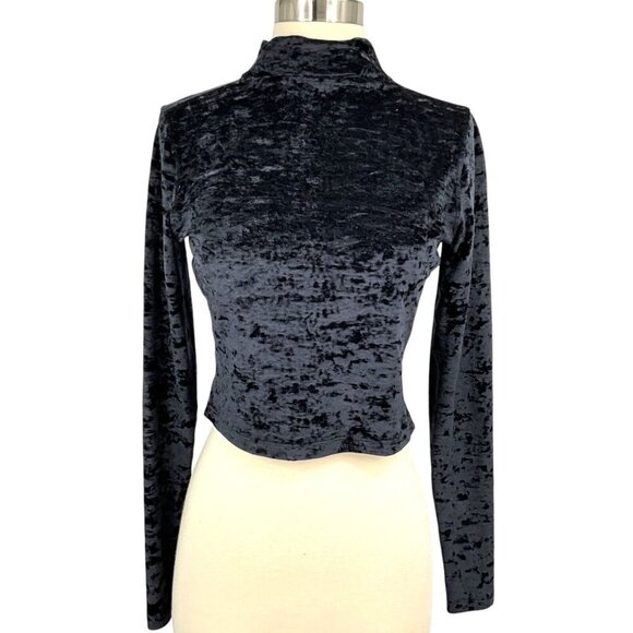 Lululemon All Aligned Mock Neck Long Sleeve Crushed Velvet Black Size 8 - Picture 1 of 8